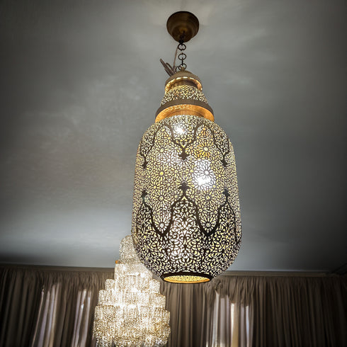 Moroccan brass chandelier, Moroccan hanging lamp (PL 10015)